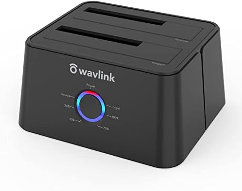 Wavlink Dual Bay Хард Диск Докинг Станица, USB 3.0 ДО SATA Хард Диск Приклучок за 2.5/3.5 инчен HDD/SSD Со Офлајн Клон Функција, USB