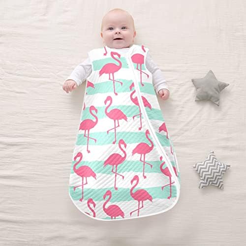 VVFELIXL вектор Беспрекорен образец со Flamingo бебе бебе што може да се носи, вреќа за спиење на транзиција за новороденче, вреќа