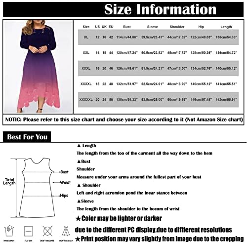 Нокмопо забавен фустан за жени модна чипка зашивање на рафла со долги ракави без ракави фустан Макси фустан