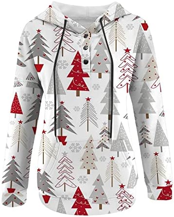 Божиќни џемпери на Кагајд, кои не се позиционираат женски копче нагоре v вратите дуксери, лежерни долги ракави лабави џемпери бели