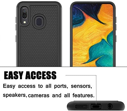 Unispg Galaxy A20 Case, Samsung A20 /A30 Телефонски случај воен степен 10ft. Спуштете го тешкиот тешки шок -отпорен хибриден двоен