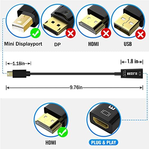 Ececan DisplayPort НА HDMI Адаптер Кабел, 4K@30hz 2k@60Hz 1080p Позлатени DP КОМПЈУТЕР НА HDMI Монитор Конвертор, Компатибилен ЗА HP NVIDIA