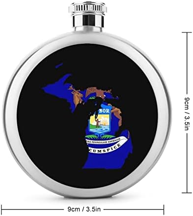 Мичиген Држава Знаме Мапа Алкохол Колба за 5 Мл Нерѓосувачки Челик Истекување Доказ Преносни Шише Вино Колбас За Пијалок Бар