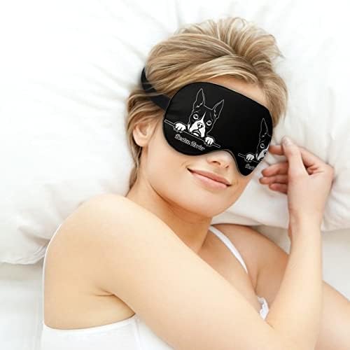 Бостон териер маска за спиење мека маска за очи за очи со прилагодлива лента за мажи жени