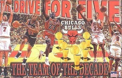 Старлајн Постери 1997 Чикаго Булс Шампиони УПОРНО Возење За Пет Јордан