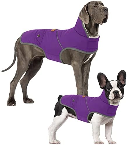 Куче зимска палто јакна, кучиња ладно временски палта елек, топло руно поставено куче снег палто за мали средни големи кучиња виолетова