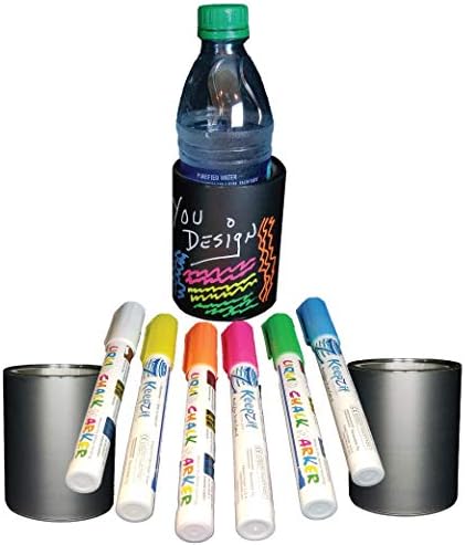 Keepzit Kooler Chalkboard 2 Pack Premium изолирани држачи за пијалоци со 6 маркери во боја