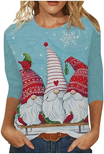 Тренингот џемпер жени o-вратот Божиќни принтрии кошули со долг ракав за девојки лабава зимска облека за жени