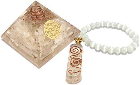 Selenite Orgone Crystal Pyramid | Нараквица од природен камен | Orgone Pendant Necklace Perfect Kit For E Protection Positive Energy