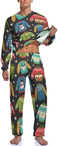 Грди Божиќни Џемпери Машки Пижами Комплет Мека Облека За Спиење Со Долги Ракави Класичен Сет За Ноќна Облека Pjs