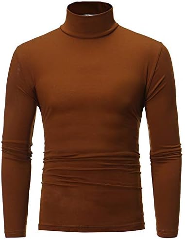 Тенок маж на мажите од Беуу Основни термички маички со термички желки со цврста боја, обичен памук плетен пулвер џемпери врвови обични кошули
