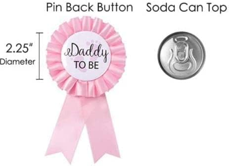 Тато да биде &засилувач; Мајка да биде Тинплат Значка Пин - Бебе Туш Копче Нов Татко Подароци Родот Открива Партија Бебе Девојка Розова Розета Копче Бебе Прослава