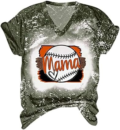 MRGIINRI Бејзбол Мама Маица За Жени 2023 Лето Мода Софтбол Краток Ракав Изветвена Маичка Блуза Обична Лабава Фит Блуза