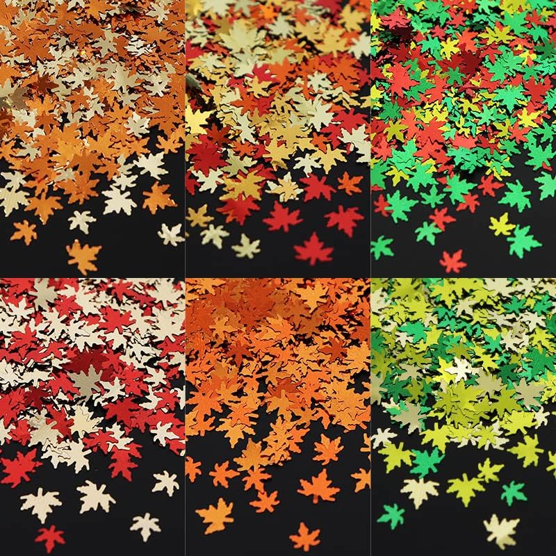 3D Nail Art Holographic Glitter Fall Maple Leaf Design For Nails Decoration