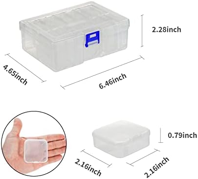 Letken 13 парчиња мал пластичен занает 0rganizers и складирање, транспарентна кутија со капакот на шарки за складирање на накит,