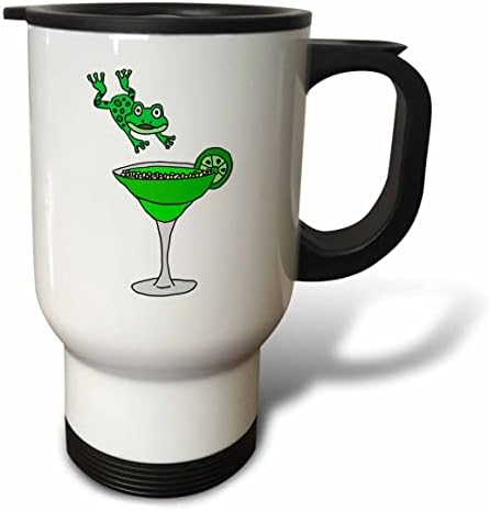 3дроза Смешно Зелена Жаба Скокање Во Маргарита Стакло-Патување Чаши