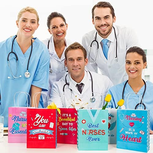 18 ПАРЧИЊА Подароци За Неделата На Медицински Сестри, Ви Благодариме Торби За Подароци За Медицинска Сестра Крафт, Хартиени Кеси За Среќен