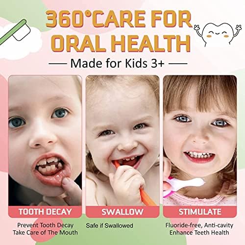 Детска пена за заби со низок флуорид, дете анти-розово пена за заби 3 паста 3 пакет со овошен вкус Природна формула за четка