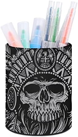 Домородни американски черепи печатено пенкало за молив за молив за организатор на биро за шминка за четка за четки за канцеларија за домашни