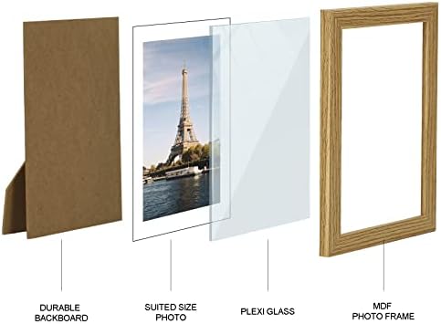5x7 Рамки за слики сет од 10, дрвена рамка за слики поставени со кутија за прикажување, рустикален стил дрво жито фото рамка
