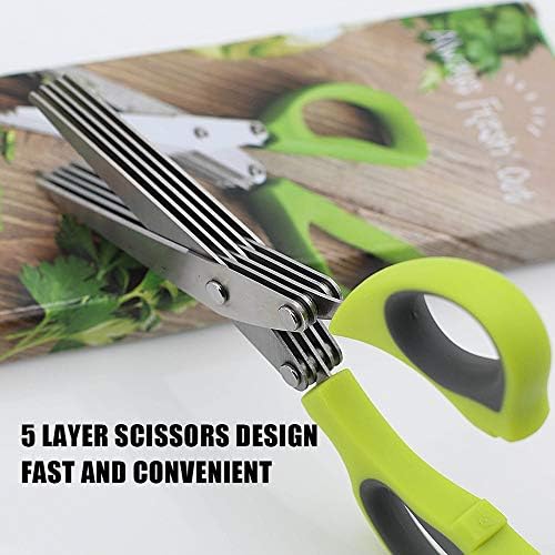 NBSXR повеќенаменски ножици за сечење 5-слоеви од не'рѓосувачки челик се лопатки со удобни рачки од пластични рачки, за кујна или друго