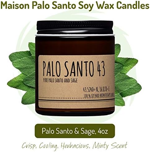 Мејсон Пало Санто Пало Санто од Еквадор и грчки есенцијални масла од мудрец ароматерапија природна соја восочна свеќа за домашно чистење