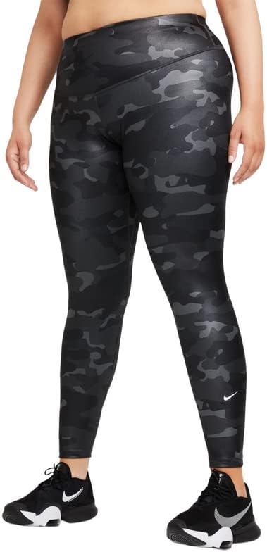 Nikeенски женски Dri-Fit One Plus Size Size Mide Rise Camo-Print Heamings