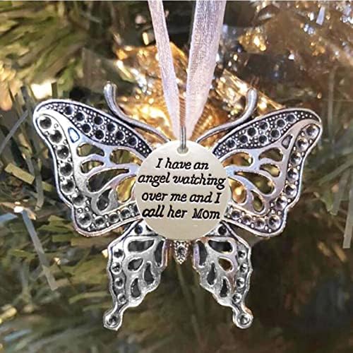 Xiaomeio Божиќни украси за пеперутки, спомен -украси за губење на саканата личност Персонализирајте виси украси за елки со лента со лента