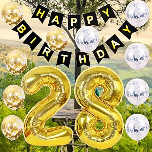 27-ми Роденден Декорација Среќен Роденден Црн Банер Балон 27 Годишниот Партија Материјали Хелиум 40 Златни Балони + Сребрена Злато Латекс шарени