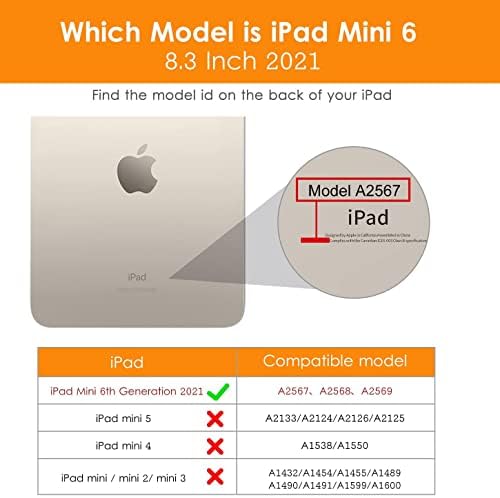 XMTMR-Стакло За Ipad Mini 6 Случај 2021, Заштитна Кожна Футрола, Прилагодлив Држач За Автоматско Будење/Спиење Паметен Случај за iPad