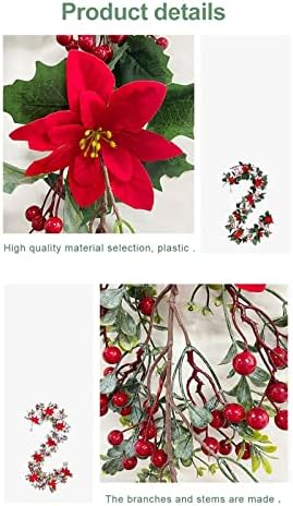 Исклучителни божиќни украсни подароци, Вештачка Венец Од Цвет Од Поинсетија Лажен Цвет Поинсетија Лоза Свила Висечка Цветна Венец