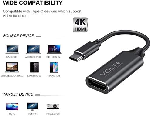 Работи од Volt Plus Tech HDMI 4K USB-C комплет компатибилен со Vivo IQoo 9 Pro професионален адаптер со дигитален целосен 2160P, 60Hz