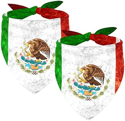 Unicey Dog bandanas 2 пакет, знаме на Мексико или мексикански гроздобер марама со миленичиња, додатоци за триаголник на шифон за мали средни