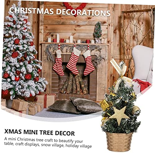 Декорацијата за Божиќна боја на Божиќ, Божиќна маса, Божиќна маса, Божиќна полица Декорација мини дрво Декор Божиќни мини дрвја
