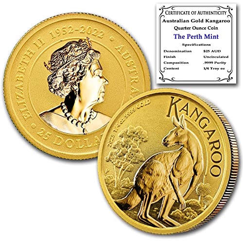 2023 АУ 1/4 мл Австралиска Златна Кенгурска Монета Брилијантна Нециркулирана Со Сертификат за Автентичност 2 25 БУ