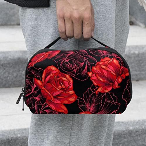 Романтичен Ден На Вљубените Црвена Роза Цвет Електронски Организатор, Заштитна Кутија За Носење Отпорна На Удари, Торбичка За Торбичка