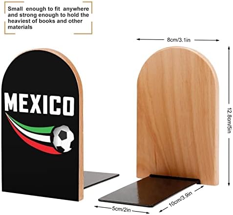 Мексико Знаме Фудбалски Книги Декоративни Печати Дрво Книга Завршува За Полица Пакет од 1 Пар