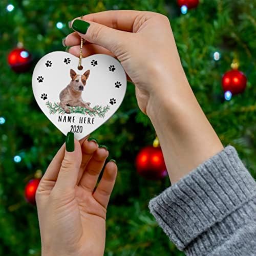 Персонализирано име австралиско говеда куче црвена пета шепа Печати подароци 2023 украси за новогодишна елка