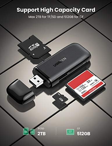 Адаптерот за картички UGreen SD 3 во 1 USB 3.0 до SD TF CF картички адаптер за SDXC, SDHC, SD, MMC, RS-MMC, Micro SDXC, Micro SD,