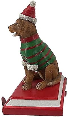 Колекција за зимски празници за удобно време, пакет од 4, 9 сет од 4 закачалки за порибување на кучиња, Божиќен декор, зелена и црвена боја