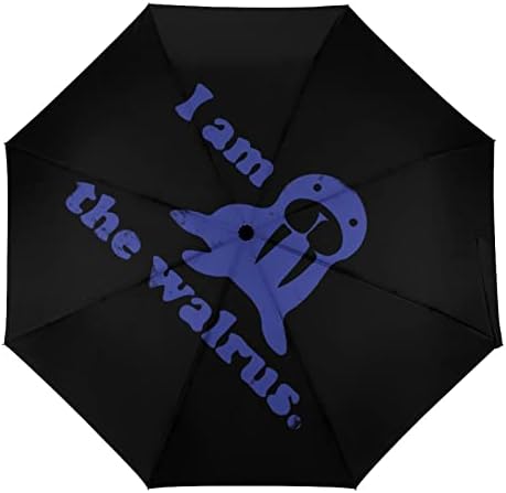 Јас Сум Морж Ветроупорен Патување 3 Пати Автоматски Чадор Компактен Преклопен Рачен Виножито За Дожд Сонце