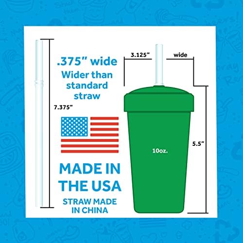 Повторно Играат Направени во САД 3pk - 10 мл. Сламени Чаши Со Силиконски Сламки За Заклучување | Направени Од Рециклирани Млечни Бокали
