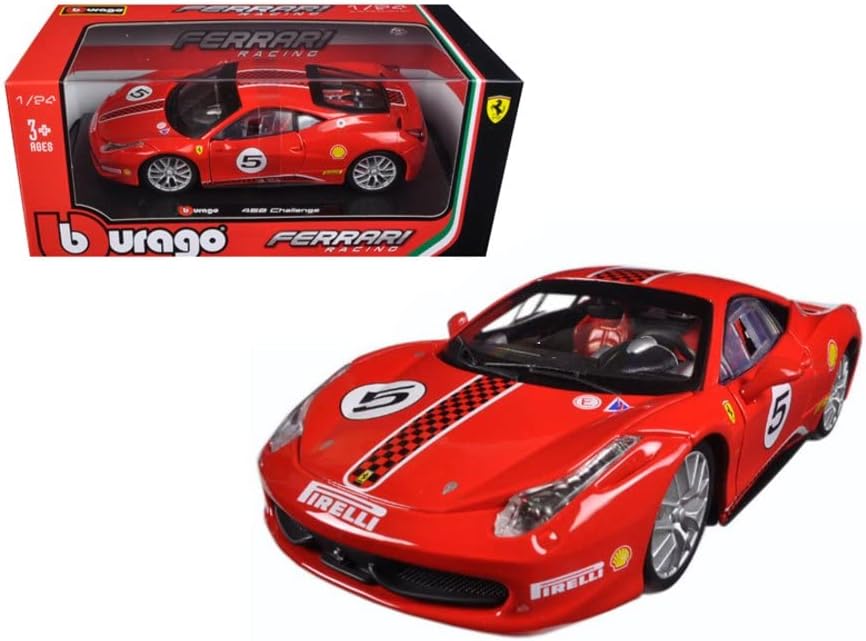 Diecast Car W/Case Case - Ferrari 458 Challenger, Red - Bburago 18-26302 - 1/24 Scale Diecast Model Toy Car Car Car Car Car