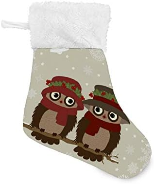 Алаза Божиќни чорапи Божиќни бувови Класични персонализирани мали декорации за порибување за семејни сезонски празници за забави Декор