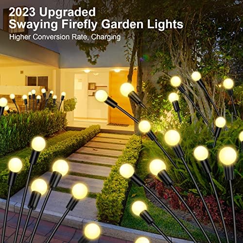 4 пакувања 12 LED соларни градинарски светла, нови надградени светилки светла соларни надворешни водоотпорни соларни напојувани светла за светкавица, кои се нишаат г