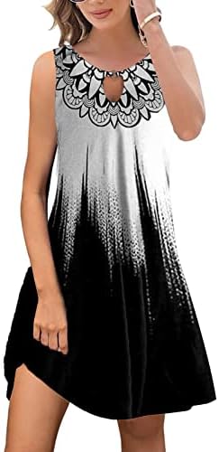 Летните фустани на Етиј за жени 2023 Тренди Бохо Флорална печатење прикријте ги екипажот на вратот без ракави со џебови со џебови
