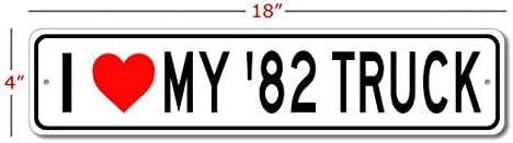 1982 82 ШЕВИ КАМИОН Го Сакам Мојот Автомобил Алуминиумски Знак, Гаражен Ѕиден Декор, Човек Пештерски Знак-4х18 инчи