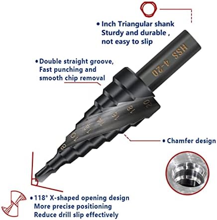 Битови за чекори за дупчење зачекори конусна вежба 4-12 4-20 4-32 6-30мм HSS метална дупка нож со тркалезна рачка нитрид метална вежба чекори