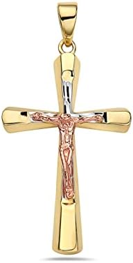 14К три-тони злато розово злато душен Исус на сребро и жолт крст приврзок модел_x_fashion-1121