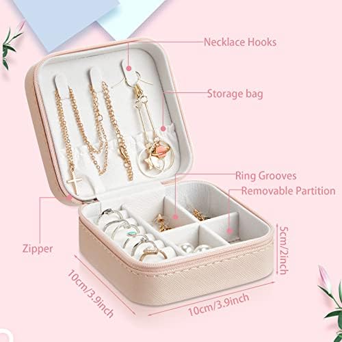 Јинкин 12 Парчиња Кутија За Накит За Патување Комплети Мала Кутија За Накит Со Огледало Мини Пренослив Организатор За Накит За Жени Девојче За